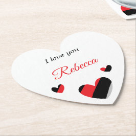 愛してるカラフルハート白 ペーパーコースター