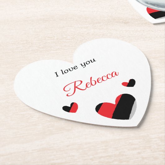 愛してるカラフルハート白 ペーパーコースター (アングル)