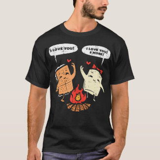 愛してるスモア 楽しいキャンプ カップル キャンパー 男性向けW Tシャツ