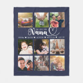 『愛してるナナの孫』ネイビー・フォトコラージュ フリースブランケット (正面)