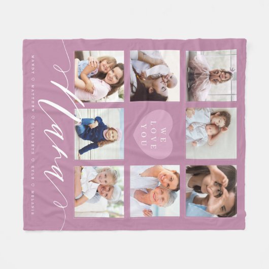 愛してるナナ |孫と家族の写真 フリースブランケット (正面(横))