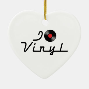 愛してるハートのビニール - DJレコードアルバム好き セラミックオーナメント
