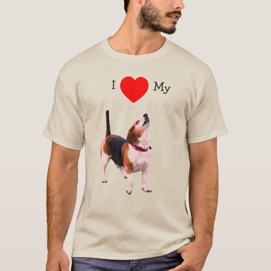 愛してるハートわんこ ビーグル Tシャツ (正面)