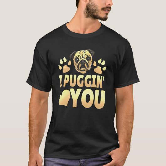 愛してるパグちゃんかわいい Tシャツ (正面)