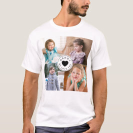 愛してるパパ 黒いハート キッズ 4枚フォトコラージュ Tシャツ