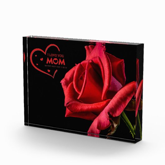 愛してるママ赤いバラの写真ブロック フォトブロック (右)