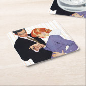 愛してるママ・ガール スクエアペーパーコースター (アングル)