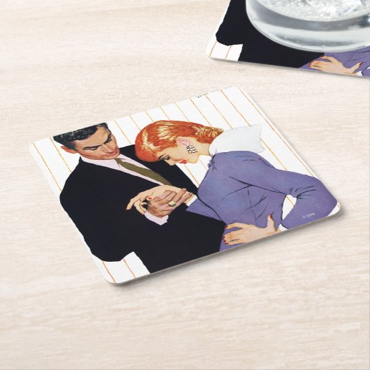 愛してるママ・ガール スクエアペーパーコースター (アングル)