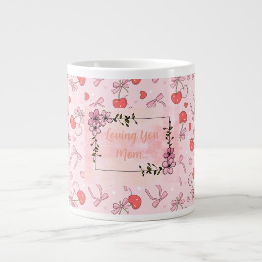 愛してるママ セリ柄特別マグ ジャンボコーヒーマグカップ (正面)