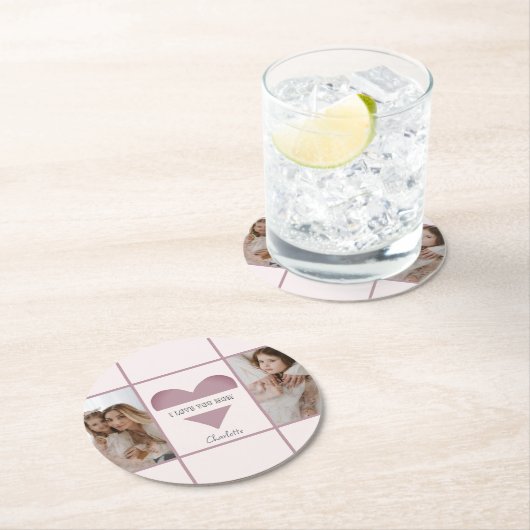 『愛してるママ』パーソナライズされた紙コースター ラウンドペーパーコースター (インサイチュ)