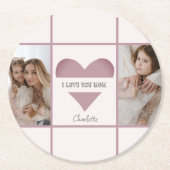 『愛してるママ』パーソナライズされた紙コースター ラウンドペーパーコースター (正面)