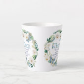 愛してるママ |水彩ホワイトフローラルバタフライ カフェラテマグ (正面)