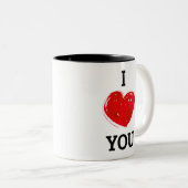 愛してるモダン赤いハート |バレンタインデー ツートーンマグカップ (正面右)