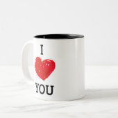 愛してるモダン赤いハート |バレンタインデー ツートーンマグカップ (正面左)