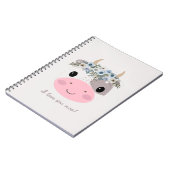 愛してるモー!かわいい牛とフローラリース ノートブック (左側)
