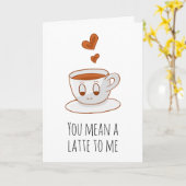 愛してるラテのコおもしろいーヒだ カード (黄色い花)