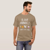 愛してる動物は食べないよ 面白い Tシャツ (正面フル)