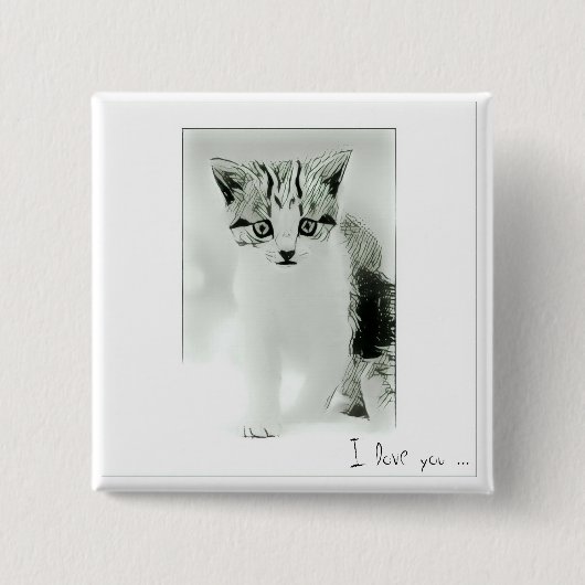 愛してる子猫ボタン 缶バッジ (正面)