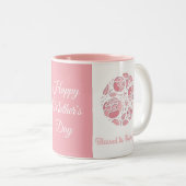 愛してる母ピンク白い母の日 ツートーンマグカップ (正面右)