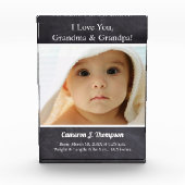 愛してる祖母とおじいちゃんベビー写真 フォトブロック (正面)