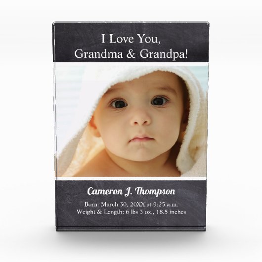 愛してる祖母とおじいちゃんベビー写真 フォトブロック (正面)