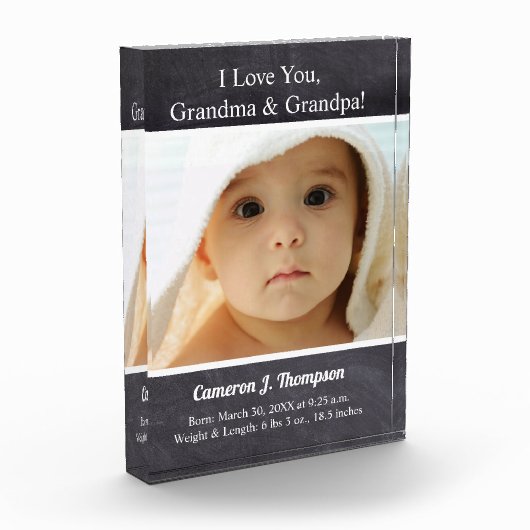 愛してる祖母とおじいちゃんベビー写真 フォトブロック (左)