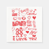 愛してる赤いハート スタンダードカクテルナプキン (正面)