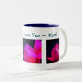 愛してる赤いバラパーソナライズされた ツートーンマグカップ (正面右)