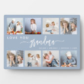 愛してる おばあちゃん 8枚の写真コラージュ ダスティーブルー フォトプラーク (正面)