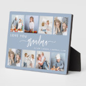 愛してる おばあちゃん 8枚の写真コラージュ ダスティーブルー フォトプラーク (側面)