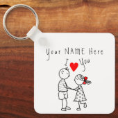 愛してる – かわいいカップル – カスタム文字/名前 キーホルダー (正面)