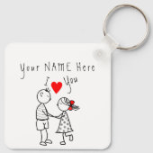 愛してる – かわいいカップル – カスタム文字/名前 キーホルダー (裏面)