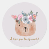 愛してる!かわいいクマ ラウンドシール (正面)