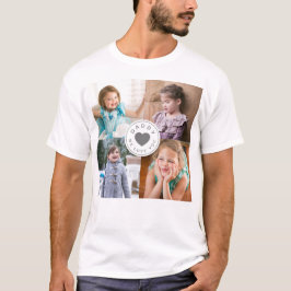愛してる かわいいハートの子どもの写真4枚コラージュ お父さんへ Tシャツ