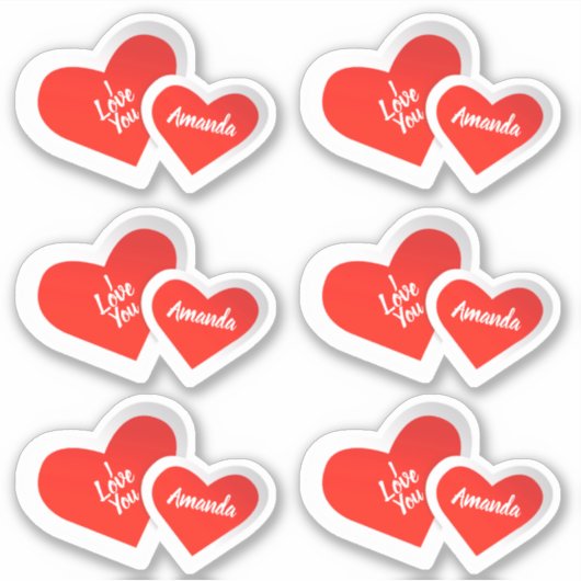 「愛してる」かわいいバレンタインハート..カスタマイズ シール (正面)