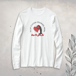 愛してる！かわいいペンギンと赤いハート Tシャツ