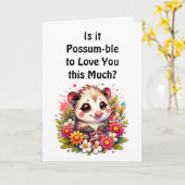 愛してる | かわいいロマンチックなイタズラオポッサム カード (黄色い花)