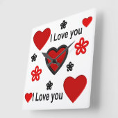 愛してる…どんな言葉でも言い切れないほど スクエア壁時計 (傾斜)