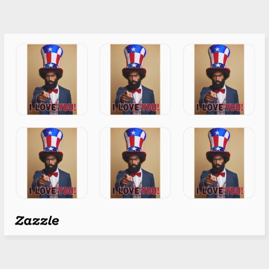 愛してる! – アンクルサム葉書 スクエアシール (シート)