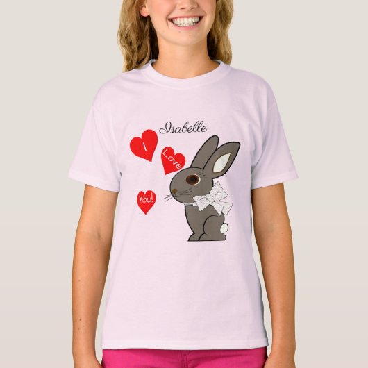 "愛してる！" ガールズTシャツ Tシャツ (正面)
