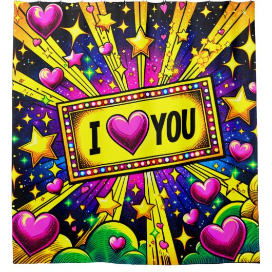 愛してる シャワーカーテン (正面)