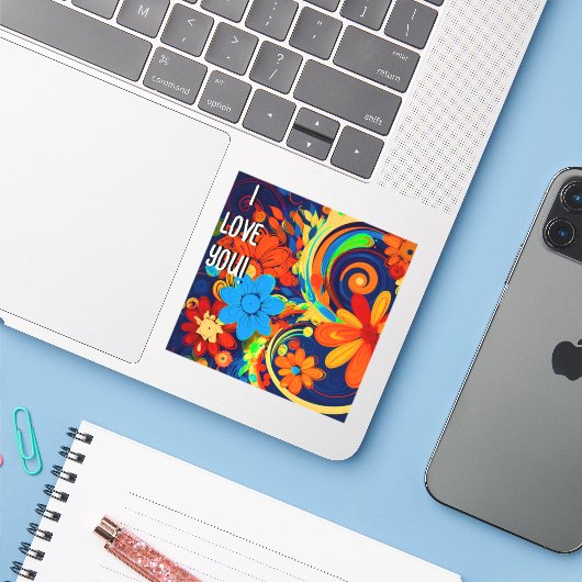 愛してる シール (ノートパソコンとiPhone)