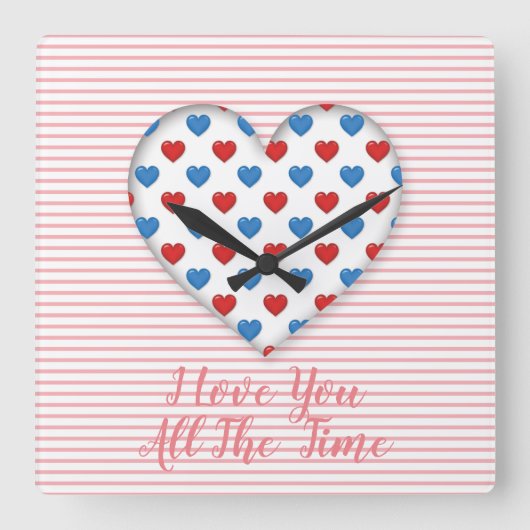 愛してる スクエア壁時計 (正面)