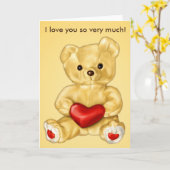 愛してる テディベア 夫 バレンタインデー カード (黄色い花)