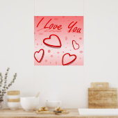 「愛してる」ハート ポスター (キッチン)