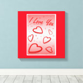 「愛してる」バレンタインハート キャンバスプリント (インサイチュ (ウッドフロア))