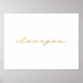 愛してる |フェイク金ゴールド |ミニマルな芸術 ポスター (正面)