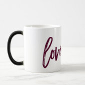 愛してる。ブルゴーニュモダントレンディースクリプトタイポグラフィ モーフィングマグカップ (左)