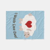 愛してる！ブルー フリースブランケット (正面(横))