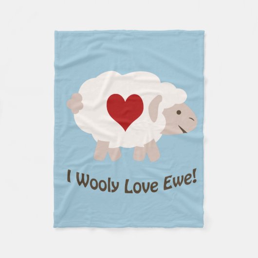 愛してる！ブルー フリースブランケット (正面)